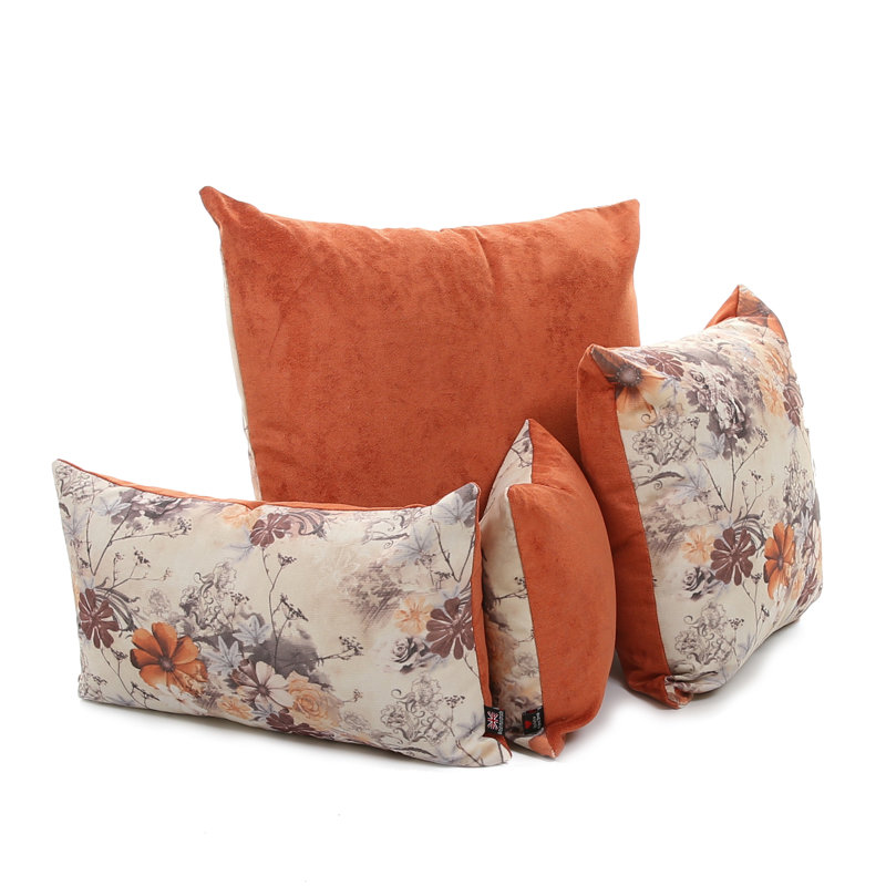 Alpharetta Floral Square Cushion, Medium, Orange