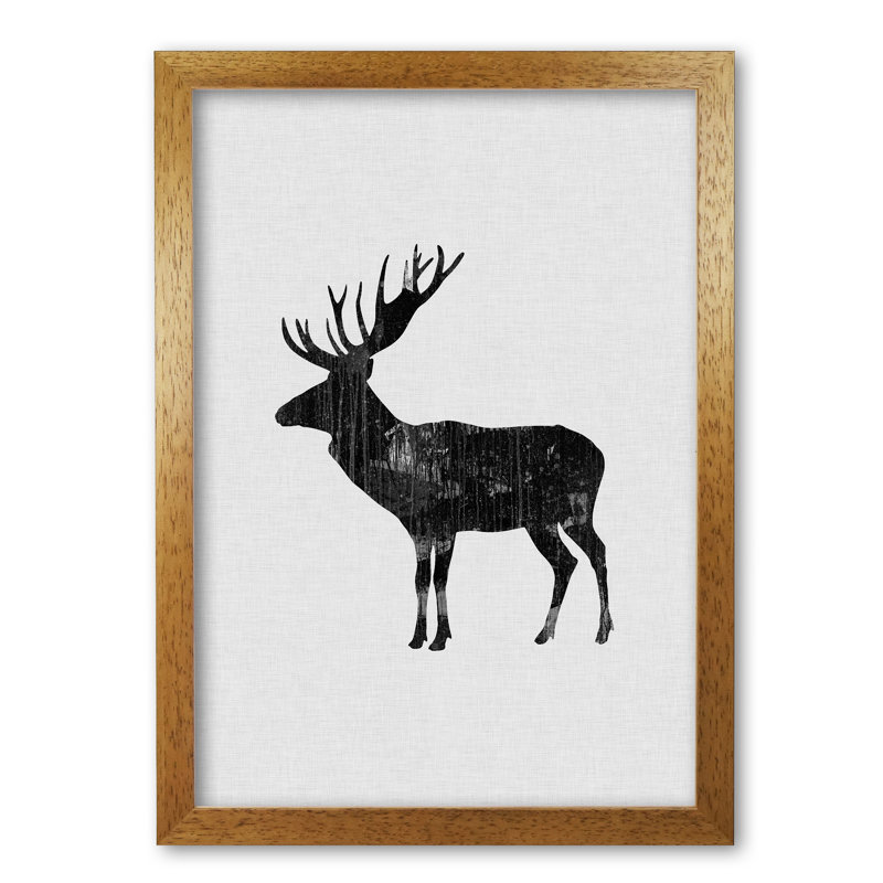Moose Animal Art - Print, 30 cm H x 21 cm W x 5 cm D, Honey Oak Frame