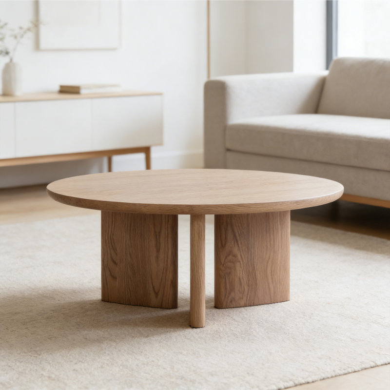 Table basse de style nordique en bois massif, Brun, H 15,7 po x L 39,3 po x l 39,3 po