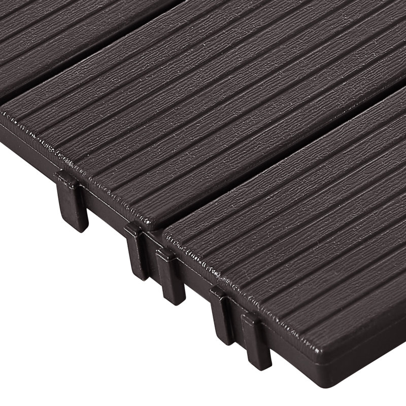 Ensemble de 54 tuiles de terrasse à emboîtement VEVOR 12 po x 12 po en plastique pour porche, Marron foncé