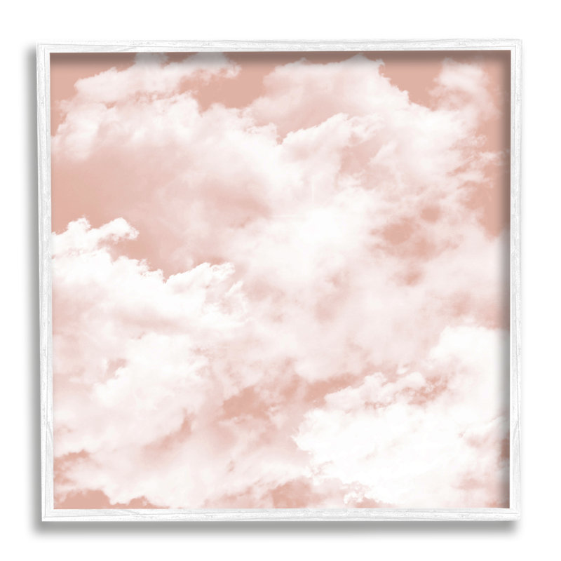 «Pastel Pink Clouds on Wood», impression, Giclée encadrée blanc bord de mer, H 12 po x l 12 po