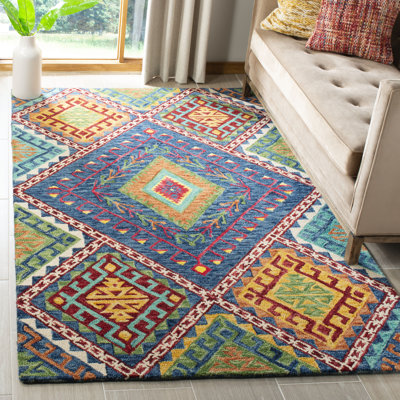 Tapis géométrique en laine touffeté à la main Vahakn