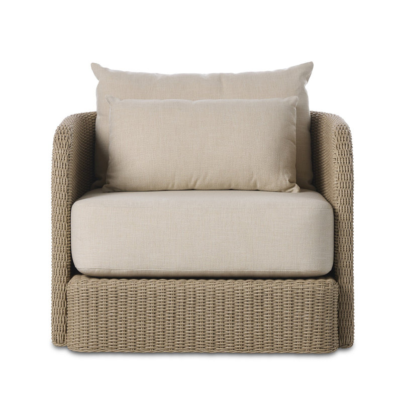 Corrigan Outdoor Swivel Chair-Dark Textured Woven, Vintage White