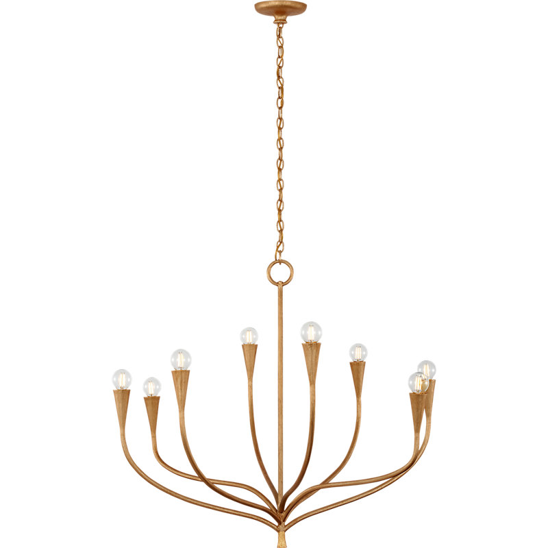 Julie Neill Chandelier, Antique Gold Leaf, 8 Lights
