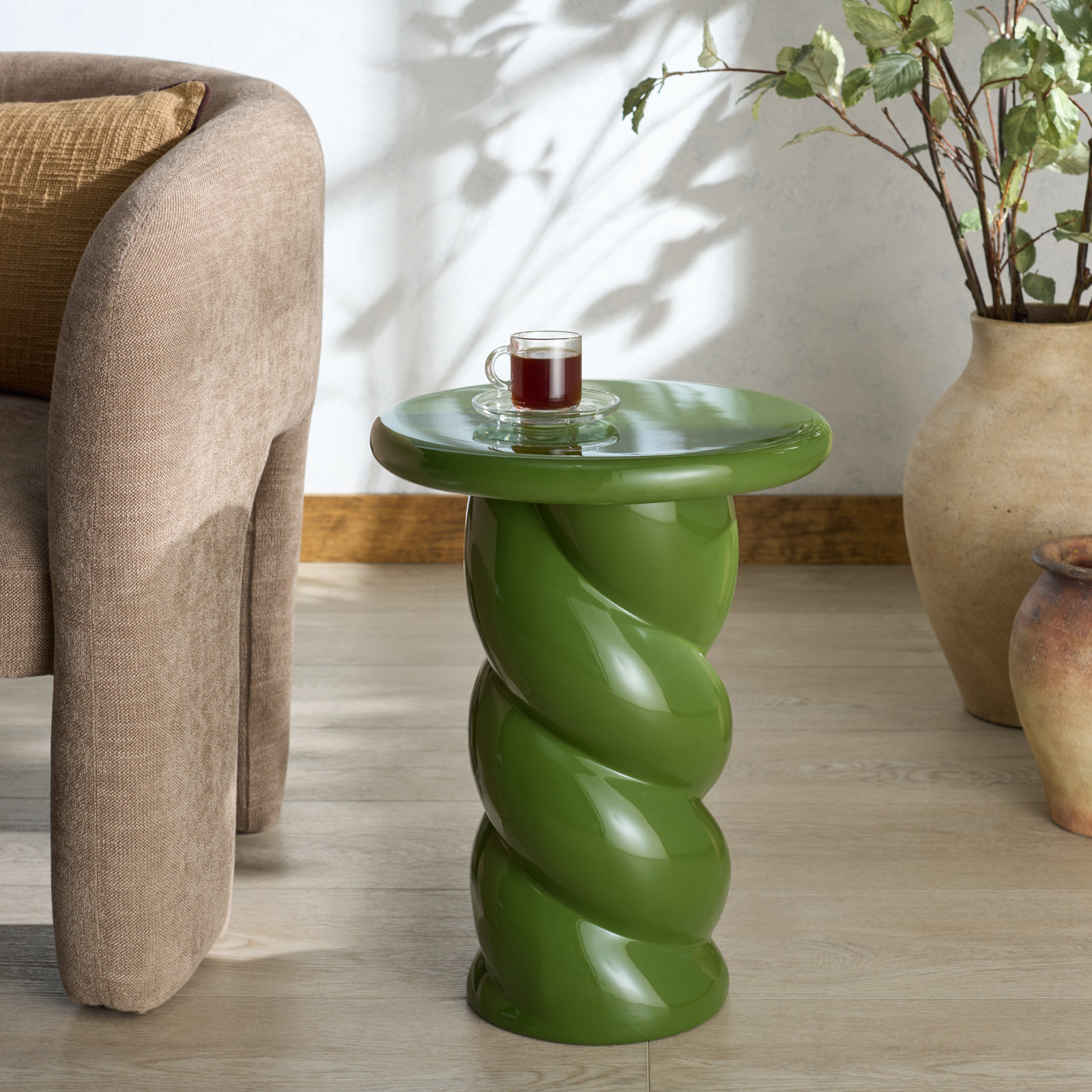 14" End Table, Olive Green
