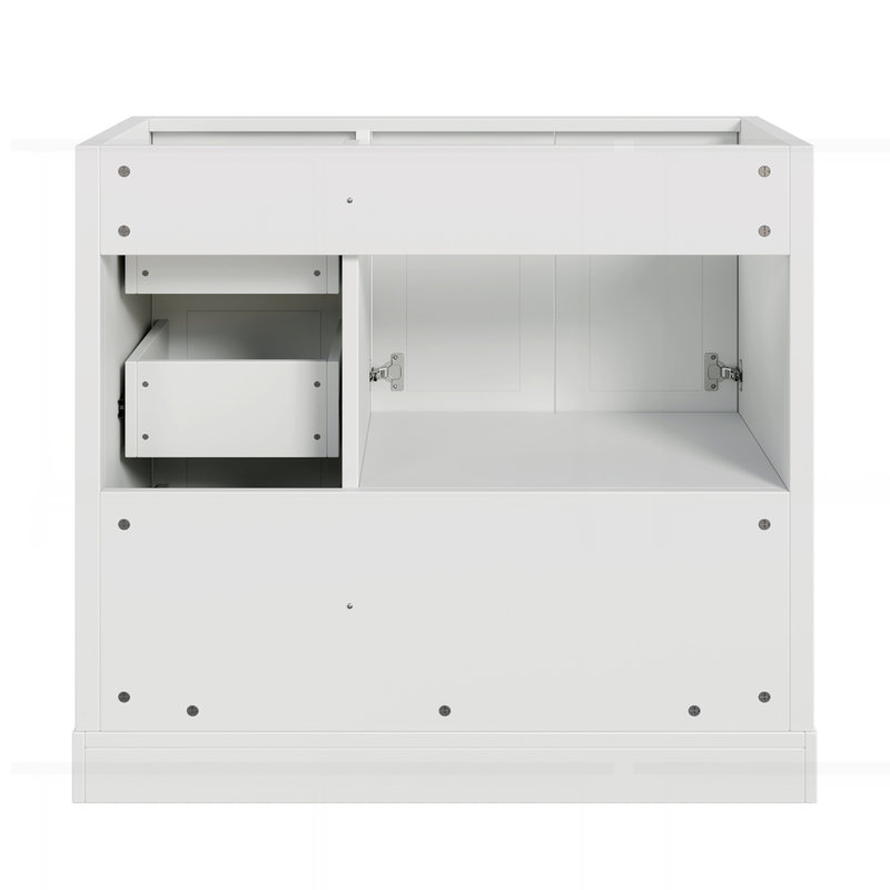 36 inch bathroom vanity without sink, Blanc