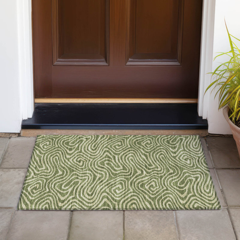  Machine Washable Indoor/Outdoor Chayden ACN1020 Gold Rug, Rectangle 1'8" x 2'6"