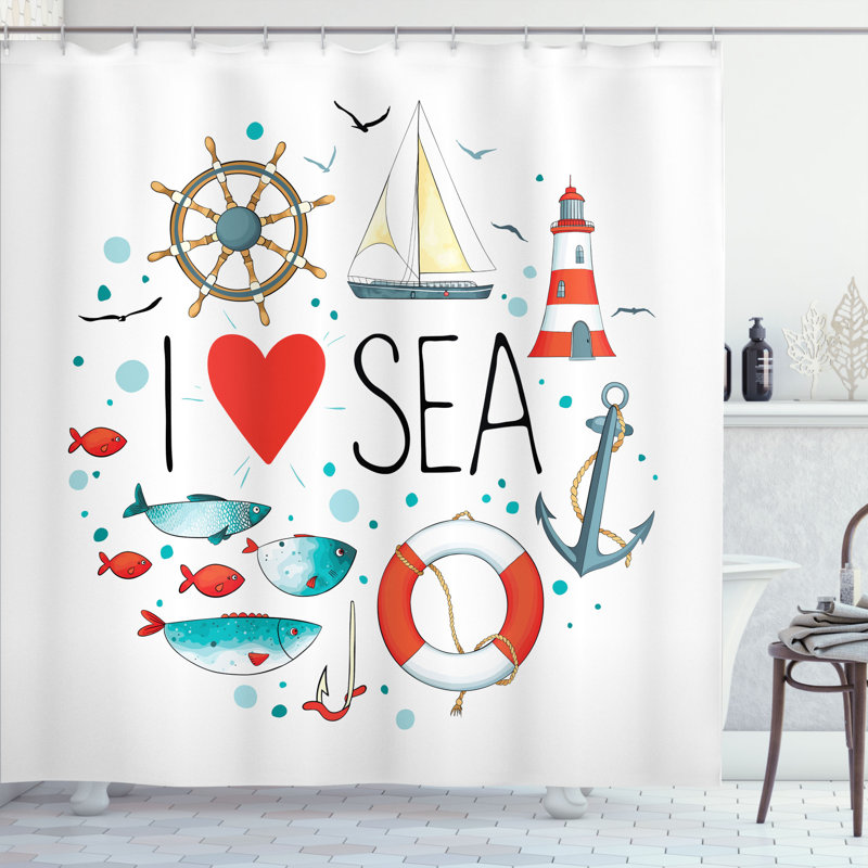 Shower Curtain with Hooks Included, 69" H x 105" W