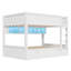 Full XL over Full XL Bunk Bed with Storage Cabinets, 2 Drawers & LED Light, Brown-151403983