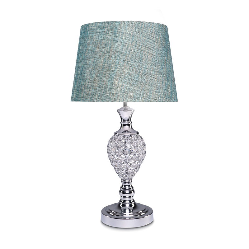 Colten Chrome Crystal Decorative Modern Table Lamp, Blue