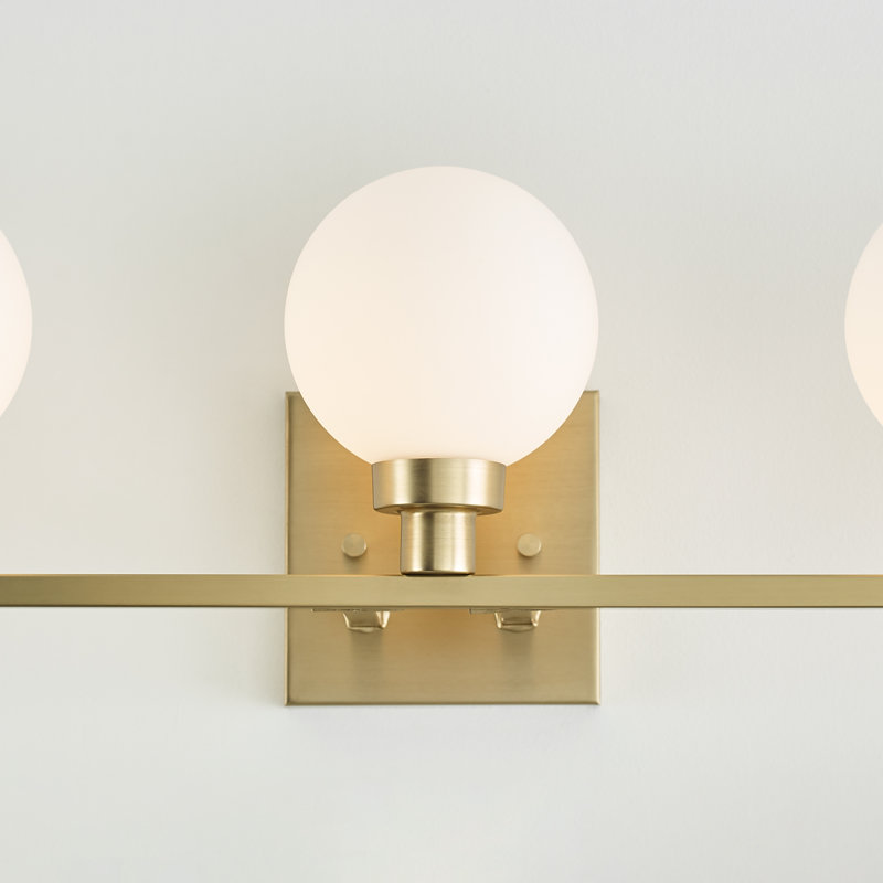 Ruthie 3 Light Frosted Dimmable Vanity Light, Satin Brass