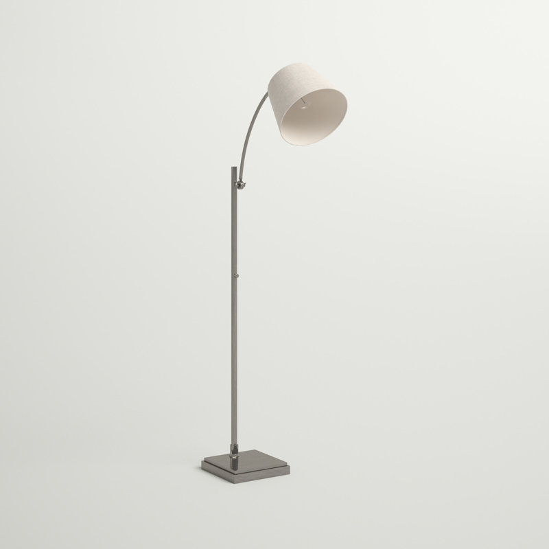 Hertz 66'' Arched Floor Lamp, Off-White, Brushed Steel