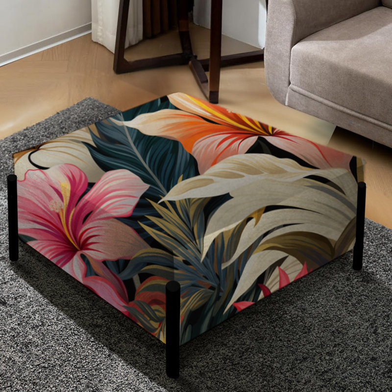 Motif botanique tropical moderne - grand repose-pieds carré botanique