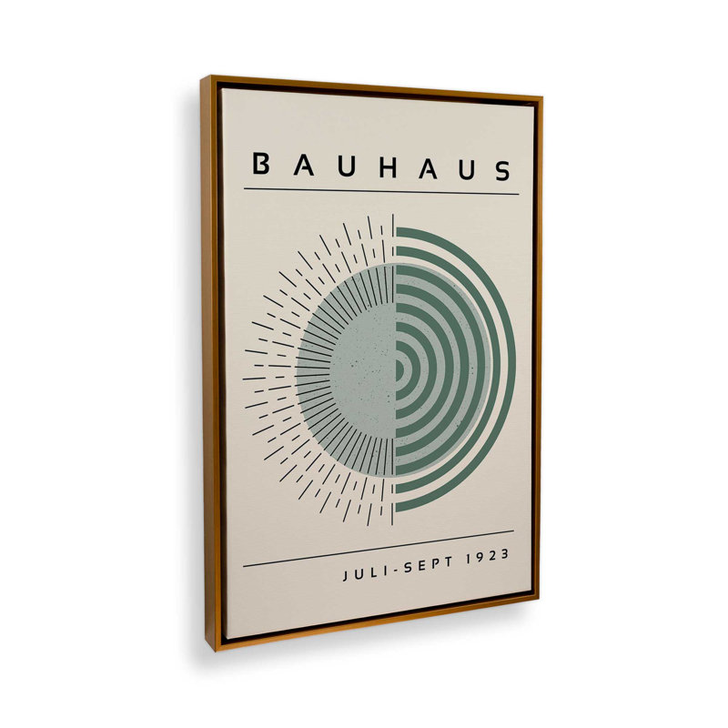 Toile tendue Bauhaus Echoing Rays, H 36,75 po x l 24,75 po x P 1,75 po, Cadre flottant or poli