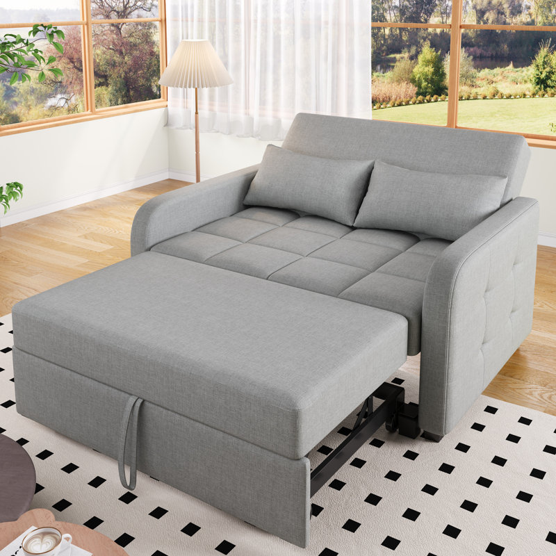 linen Multifunctional folding sofa bed with sleeping function , adjustable backrest, Grey