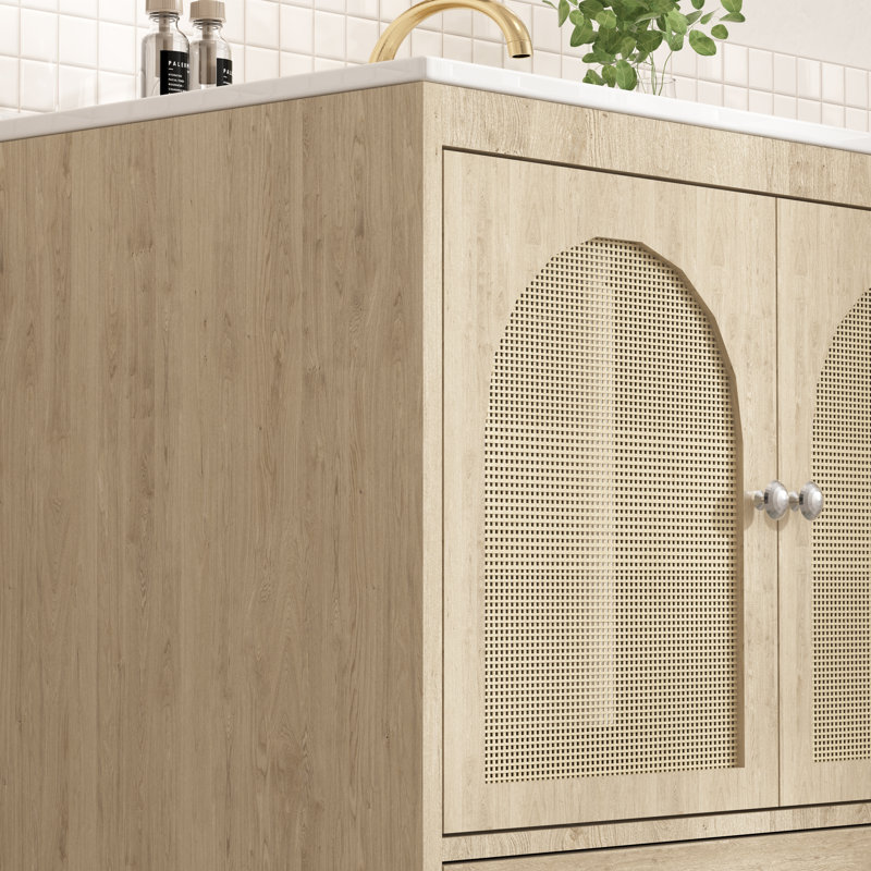 30"Single Bathroom Vanity With Ceramic Sink Top, Oak