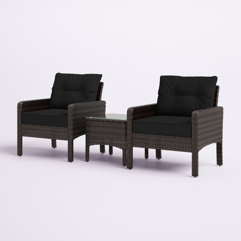 Earlville 2 - Person Patio Conversation Set with Cushions, Black