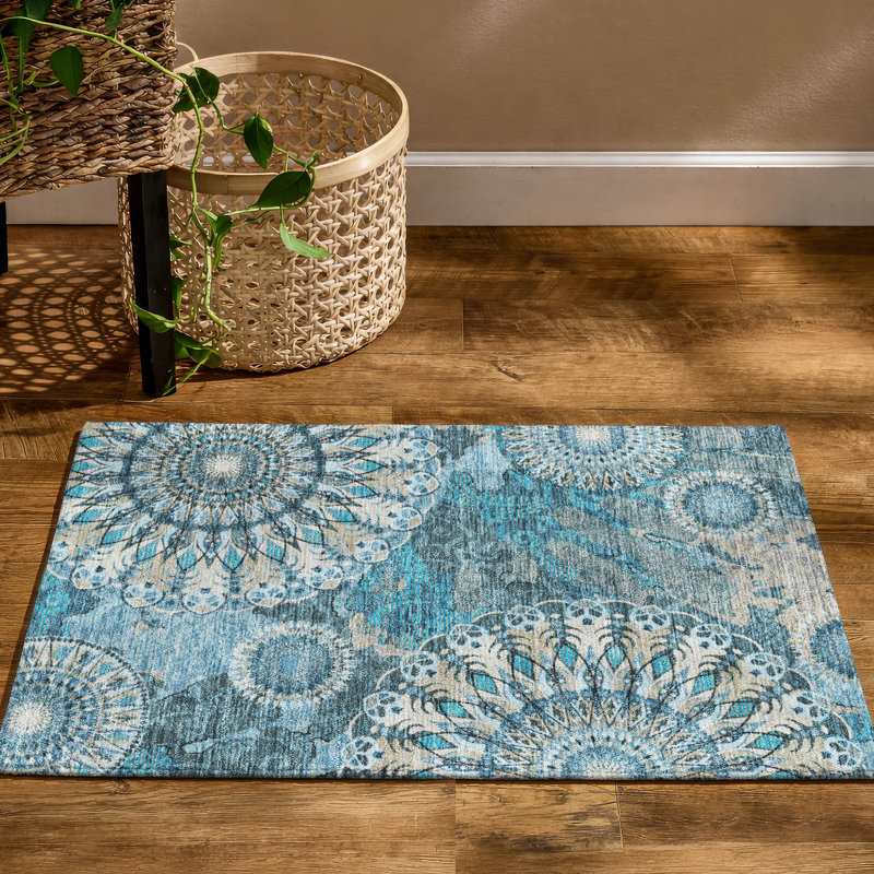 Tapis cachemire de qualité supérieure Mayfield AMF2335, Bleu sarcelle, 2 pi 6 po x 3 pi 10 po