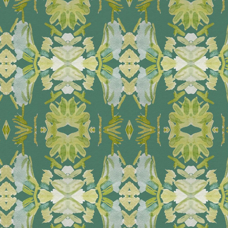 Wildflowers I Large Repeat Luxury Throw Pillow, Dark Green Floral