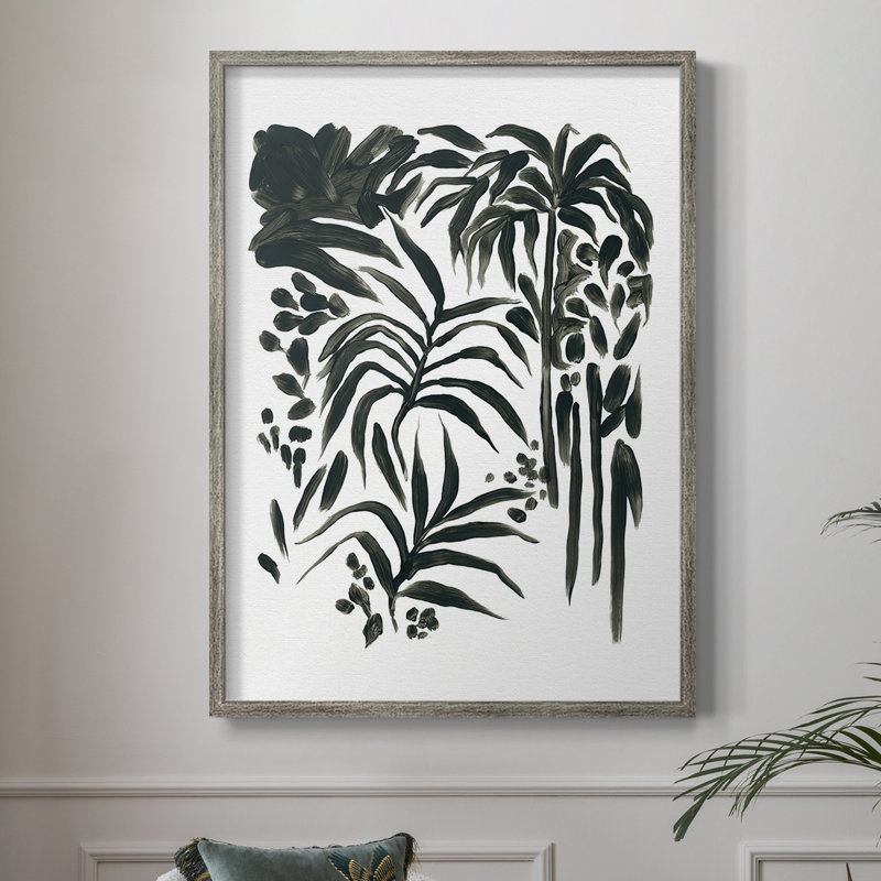 Encre Jungle I, reproduction encadrée - bois massif, H 11 po x l 9 po