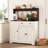 39.4'' Farmhouse Coffee Bar Cabinet with Hooks and Charging Station Buffet Cabinets with Upper Rack Adjustable Shelves-1551645609
