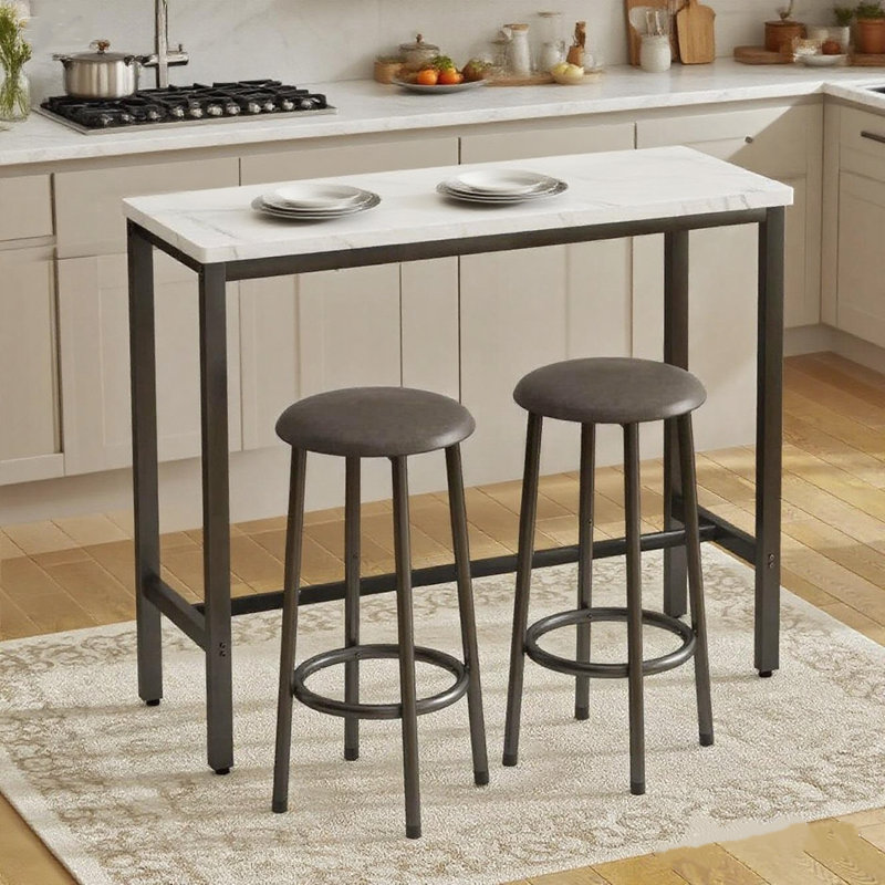 Ensemble de table de bar et chaises, petite table de salle à manger pour 2 personnes, table de pub rectangulaire avec 2 tabourets, ensemble de table de bar 3 pièces, table de salle à manger et chaises pour petit espace, coin repas