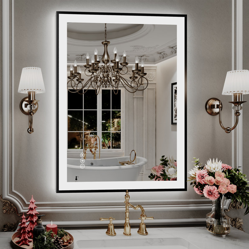  Lunara UL Certified Metal Framed Front Light & Backlit Memory LED Light Bathroom Vanity Mirror with 3 Year Warranty