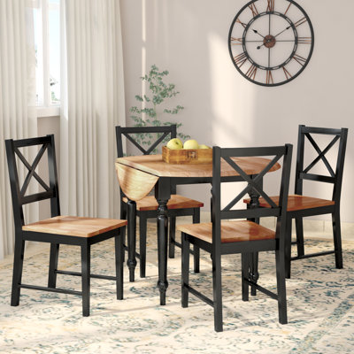 Omur Drop Leaf Rubberwood Solid Wood Dining Set by Breakwater Bay