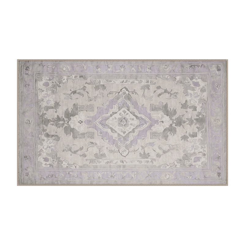 Machine Washable Beige Area Rug, Rectangle 5' x 8'