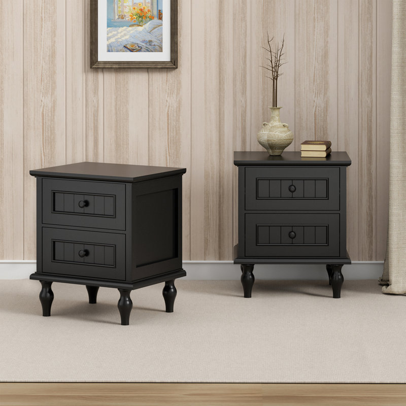 Amarilys 2-drawer bedside table, Noir