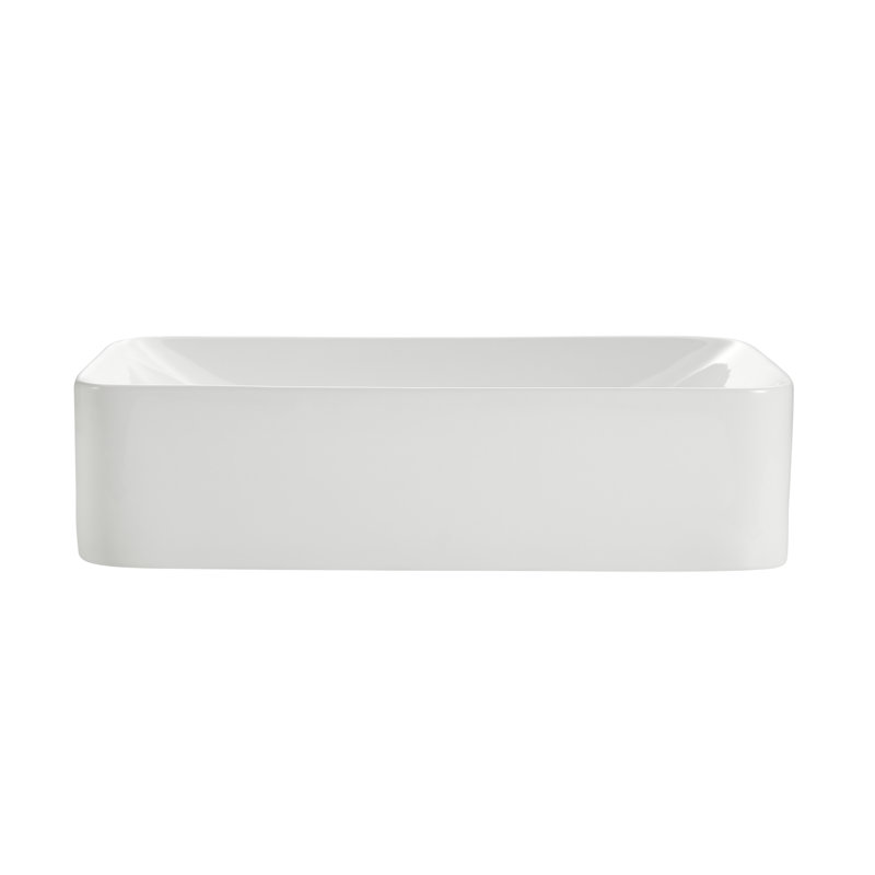Aria Series 22 In. Ceramic Rectangular Vessel Bathroom Sink Basin In White