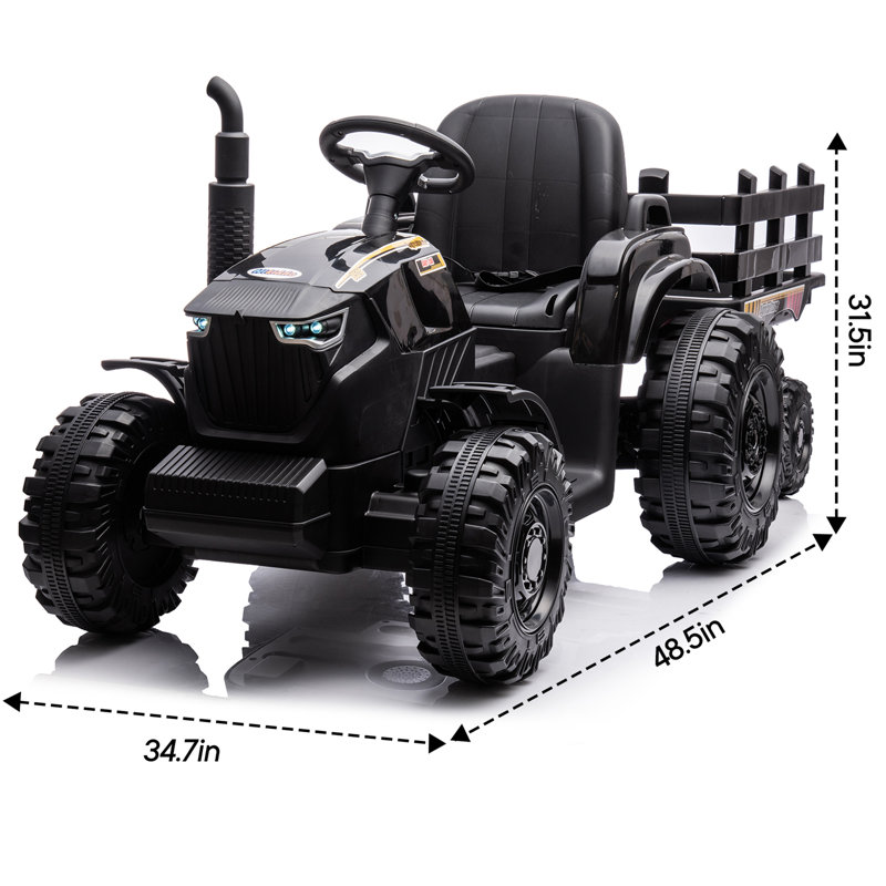 Jouet 24V 7Ah Ride on pour enfants, tracteur pour enfants avec télécommande, puissance 400W, Noir