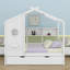 Lit de maison en bois avec lit gigogne, conception moderne pour enfants avec tablette de rangement-545095748