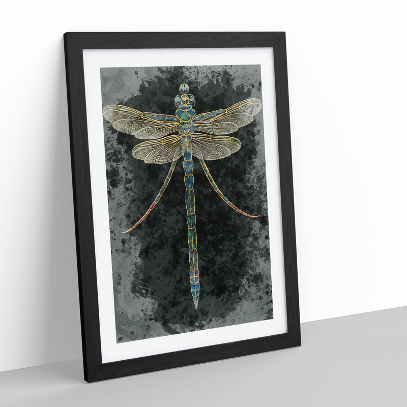 XV1022-5114X Dragonfly No.3 - Single Picture Frame Painting, Black, 64cm H x 46cm W x 2cm D