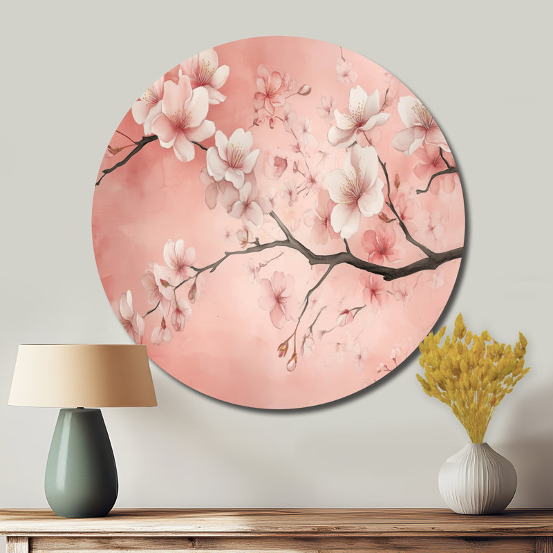 Fleur de cerisier doux en fleurs I - art floral rose, H 23 po x l 23 po