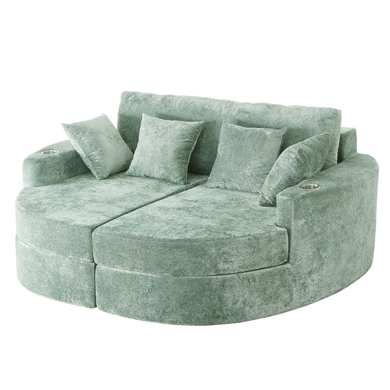 Fauteuil demi-tonneau rembourré avec porte-gobelets, Vert