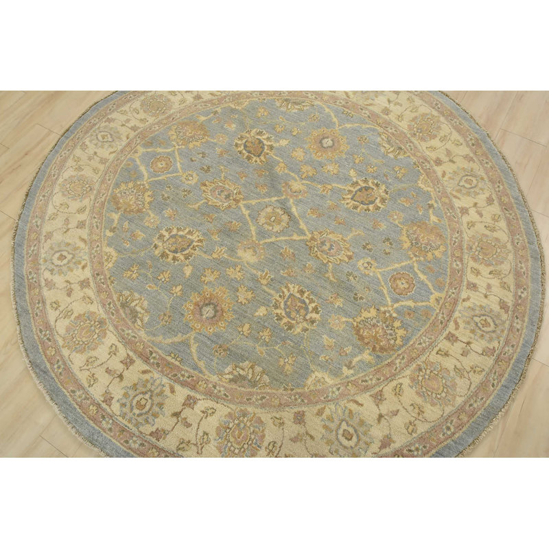 Tapis bleu nouvel âge en laine 6 pi 2 po x 6 pi 1 po Morihiro