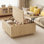 Table basse à plateau relevable avec rangement pour le salon, tables basses cannelées de style Mid-Century moderne avec couvercles rabattables, table centrale carrée en bois rustique 31,5 po avec compartiment caché, naturel