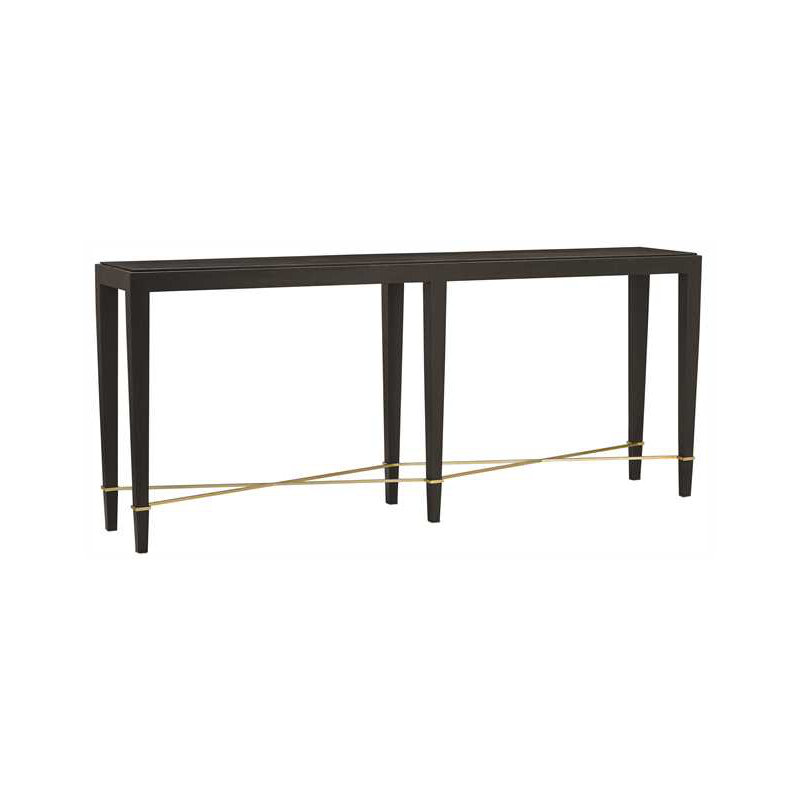 Verona 76'' W Solid Wood Console Table, Black Lacquered Linen