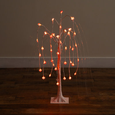 3Ft. Pre-Lit Artificial Valentine's Day Willow Tree With 40 Heart Shaped LED Lights