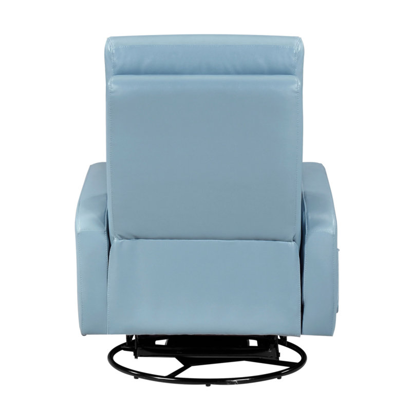Fauteuil inclinable et oscillant avec mouvement pivotant et revêtement en cuir bleu