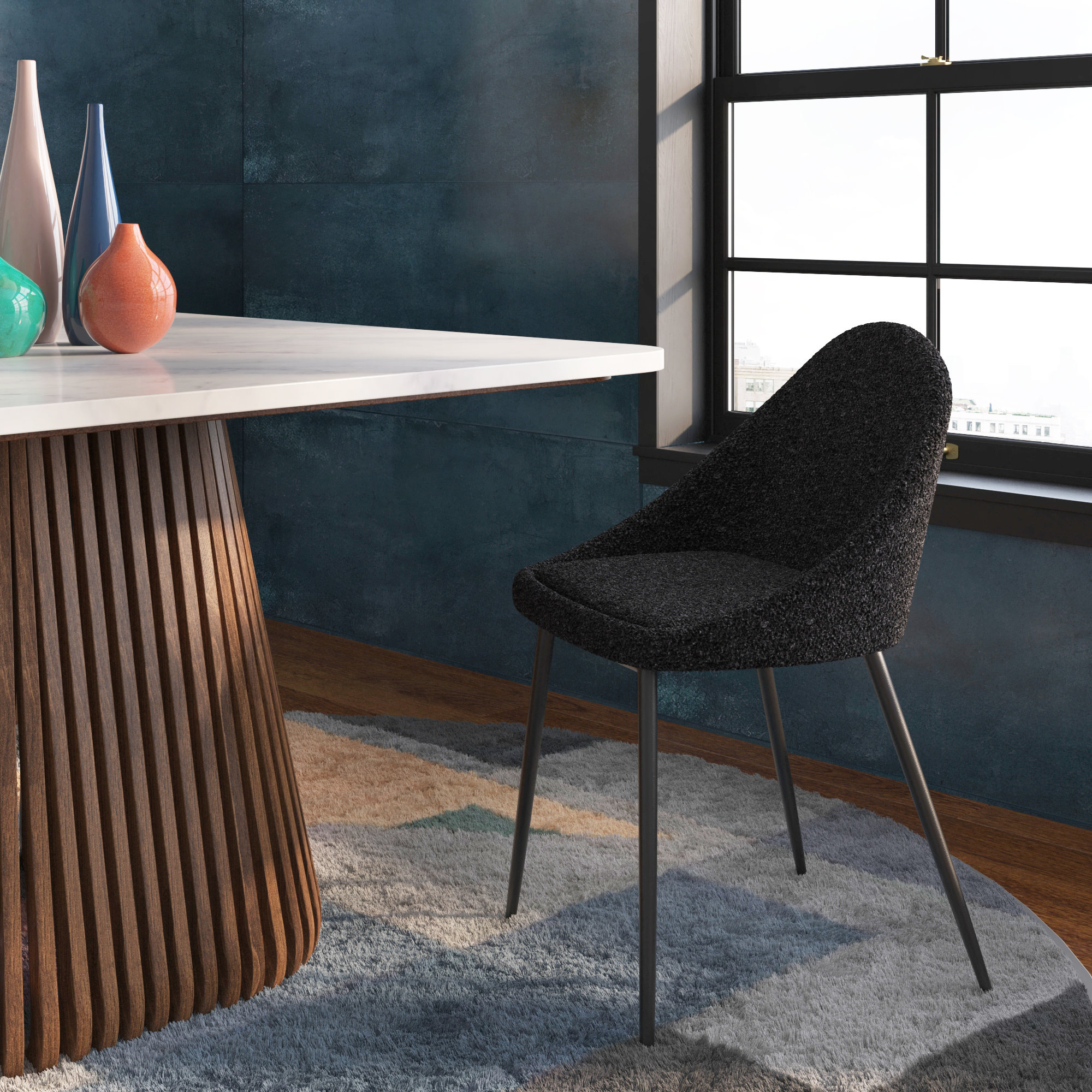 Holmes Boucle Dining Chair, Black