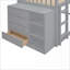 Lit simple superposé simple en pin massif avec 4 tiroirs et 3 tablettes - sans sommier, gris pour les soirées pyjama et amp; Petits espaces-1261699655-1261699654