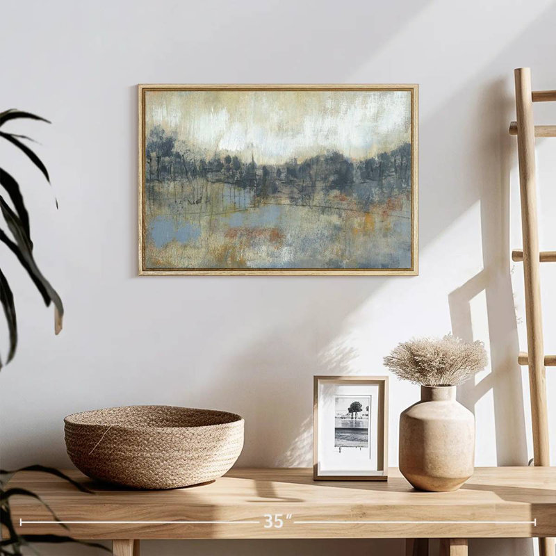 Horizon gris froid I, Cadre flottant en bois naturel, 19 po x 13 po