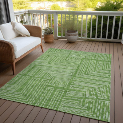 Tapis lavable intérieur / extérieur vert Clayra 