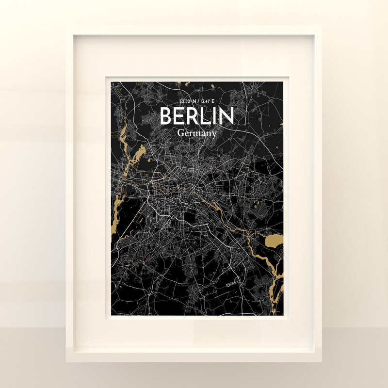 Berlin City Map in Luxe 1 Piece Wall Art, 20cm H x 16cm W x 0.05cm D