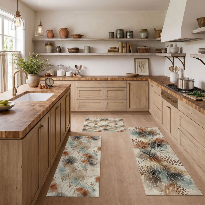Leaf Pattern Non-Slip Washable Kitchen Mats