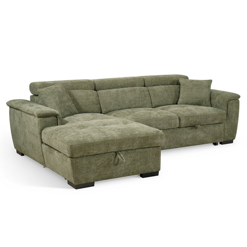 Howerton 4 Seater Chenille Sofa Bed, Green
