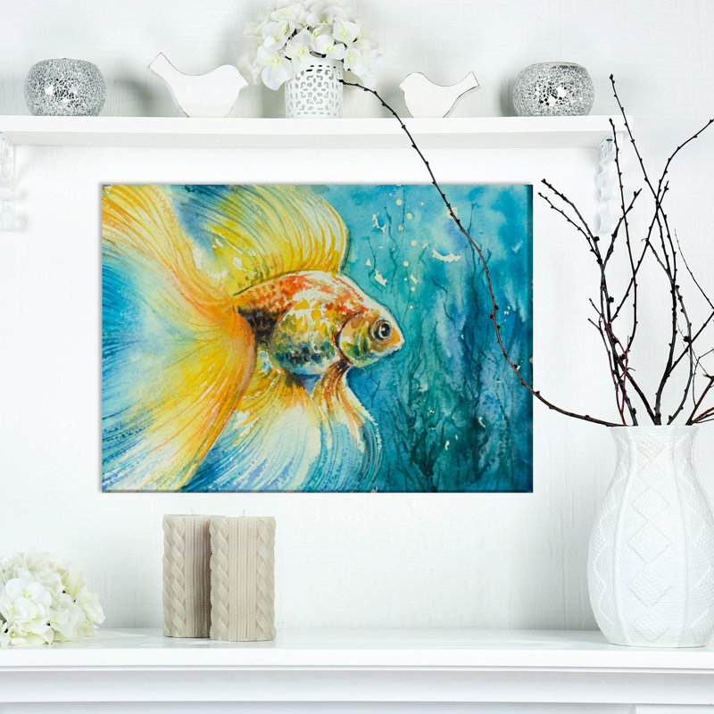 « un poisson rouge », impression, H 20 po x l 20 po x P 1 po, Toile tendue