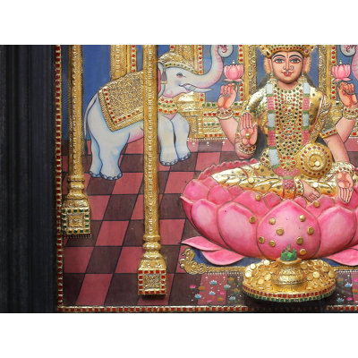 Déesse Lakshmi dans un Mandap Tanjore, peinture